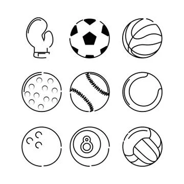 Set flat icon ball sport Illustrazione stock