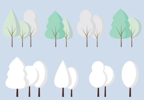 Set of flat icon winter trees Stock Illustration