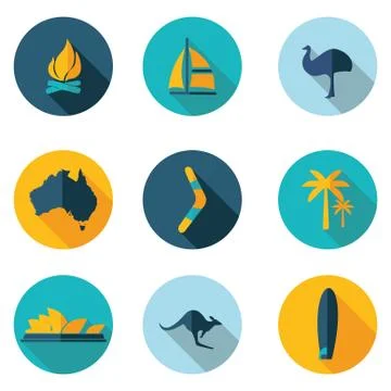 Set flat icons of Australia Stock Illustration