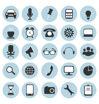 Set of flat icons in circles for web design isolated on white Stock Illustration