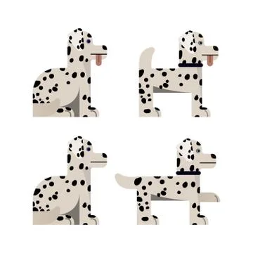 Set of flat icons with Dalmatian. Stock Illustration