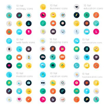 Set of flat icons Stock Illustration