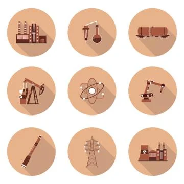 Set of flat icons industry Stock Illustration