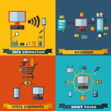 Set of flat icons live in the modern world Stock Illustration