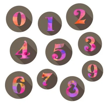 Set of flat icons with numbers, design elements Illustrazione stock