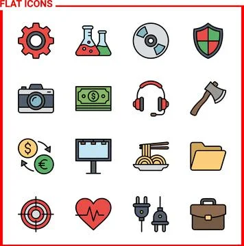 Set of Flat Icons Representing Various Concepts and Objects. Иллюстрация