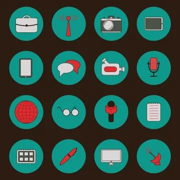 Set of flat icons on retro theme Stock Illustration