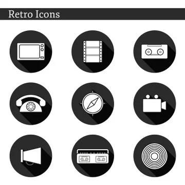 Set of flat icons on retro theme Stock Illustration