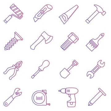 Set of flat icons with toy work tools in flat design Stock Illustration