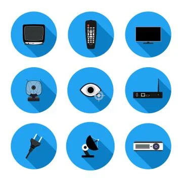Set of flat icons TV Stock Illustration