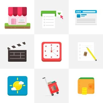 Set of flat icons for ui mobile design application in vector 스톡 일러스트