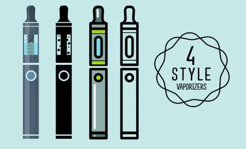 Set of flat icons vaporizers, e-cigarette. イラスト素材