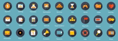 Set of Flat Icons Vector Illustration Stock Illustration