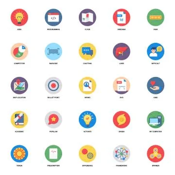 Set Of Flat Icons Vectors Pack Stock Illustration