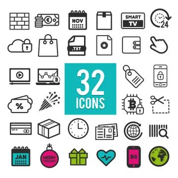 Set of flat icons for web and mobile app on white background. Collection mode Stock Illustration