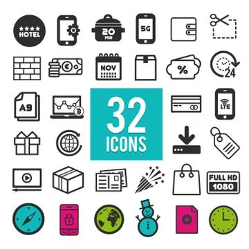 Set of flat icons for web and mobile app on white background. Collection mode 스톡 일러스트