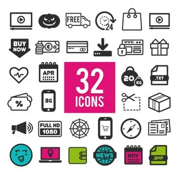 Set of flat icons for web and mobile app on white background. Collection mode Stock Illustration