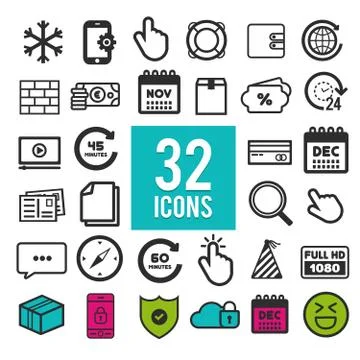 Set of flat icons for web and mobile app on white background. Collection mode Stock Illustration
