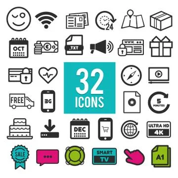 Set of flat icons for web and mobile app on white background. Collection mode Stock-Illustration
