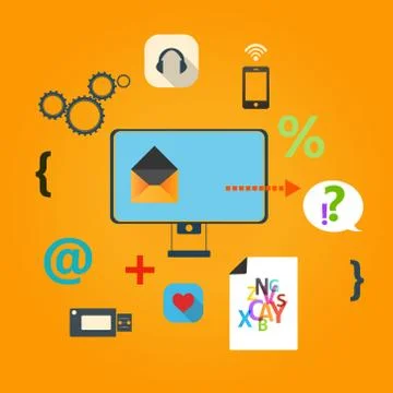 Set of flat icons for web concept Stock Illustration