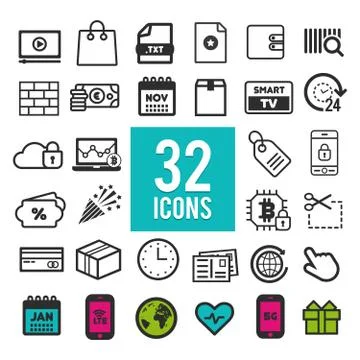 Set flat icons, for web, internet, mobile apps, interface design - communicat Stockillustratie