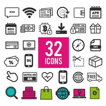 Set of flat icons, for web, internet, mobile apps, interface design - travel, Stock Illustration