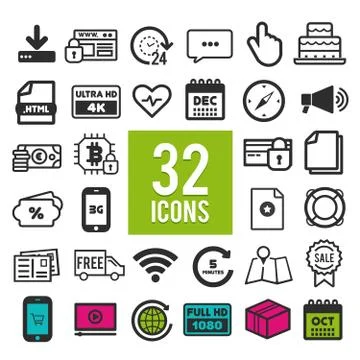 Set of flat icons, for web, internet, mobile apps, interface design - travel, Stock Illustration