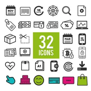 Set of flat icons, for web, internet, mobile apps, interface design - communi イラスト素材