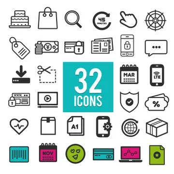 Set of flat icons, for web, internet, mobile apps, interface design - communi イラスト素材