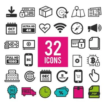 Set of flat icons for web, mobile apps and interface design: business, travel Stock Illustration