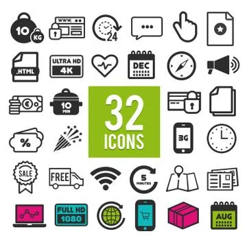 Set of flat icons for web, mobile apps and interface design. Stock Illustration