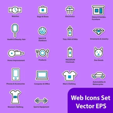 The set of flat icons for web sites. Stock Illustration