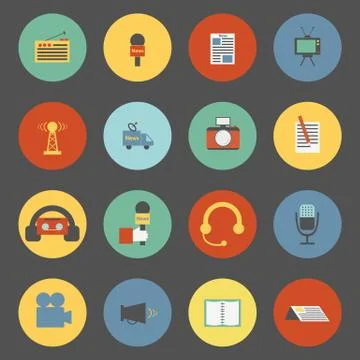 Set of flat journalism icons Stock Illustration