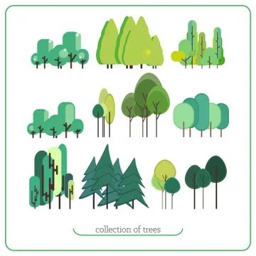 Set flat landscape elements Stock Illustration