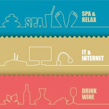 Set of flat line elements. Stock Illustration