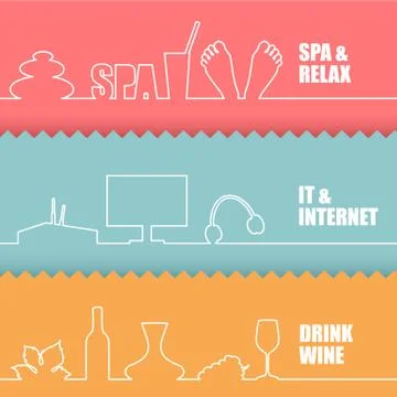 Set of flat line elements. イラスト素材