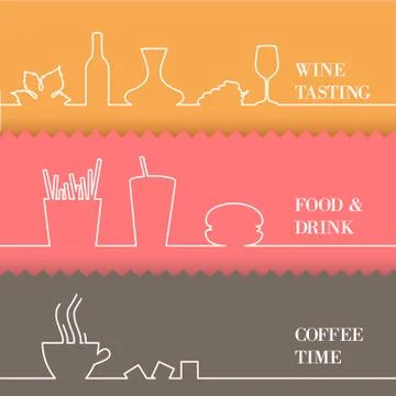 Set of flat line elements. イラスト素材