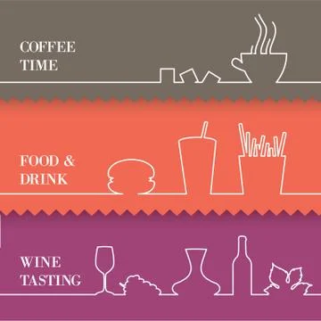 Set of flat line elements. Stock Illustration