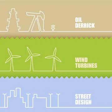 Set of flat line elements. Illustrazione stock