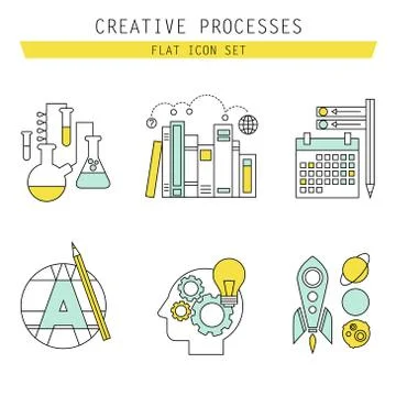 Set of flat line icons for web development. Icons for application development Stock Illustration