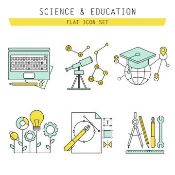 Set of flat line icons for web development. Icons for application development Illustrazione stock