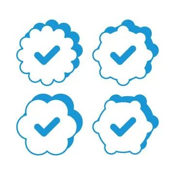 Set of Flat line uncolored check mark icon over white background Ilustração Stock