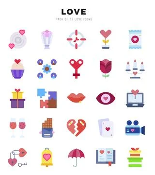 Set of Flat Love Icons. Flat art icon. Vector illustration Illustrazione stock