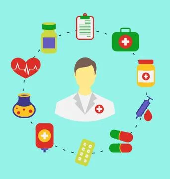 Set flat medical icons for web design Illustrazione stock