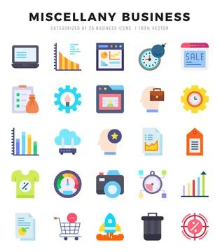 Set of Flat Miscellany Business Icons. Flat art icon. Vector illustration Stock Illustration