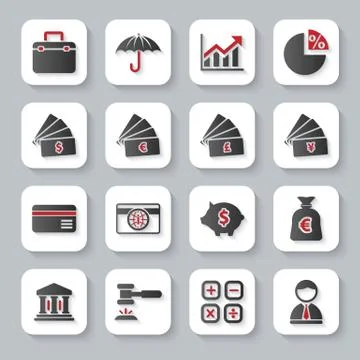 Set of flat modern bankig web icons Stock Illustration