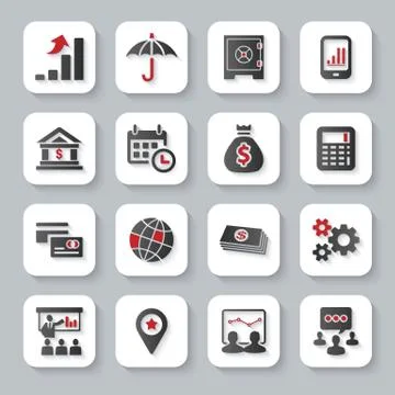 Set of flat modern business web icons Stock Illustration