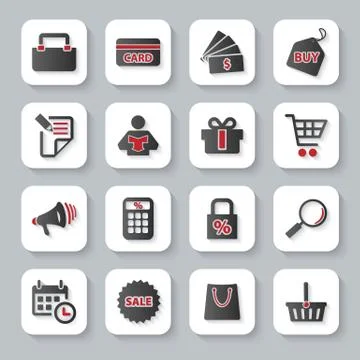 Set of flat modern shopping web icons Stock Illustration