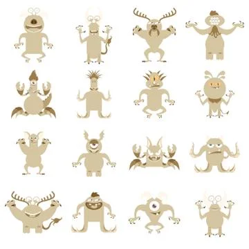 Set of flat moster icons Stock Illustration