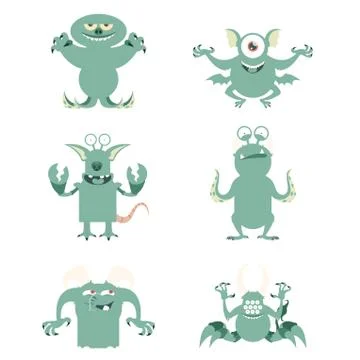 Set of flat moster icons10 Stock Illustration